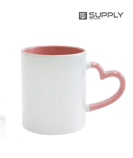 mugs rose color coeur