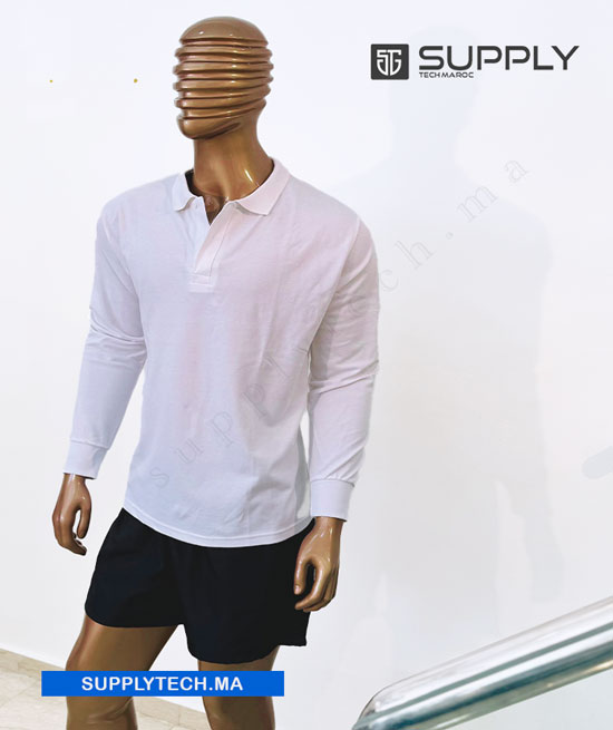polo manches blanc