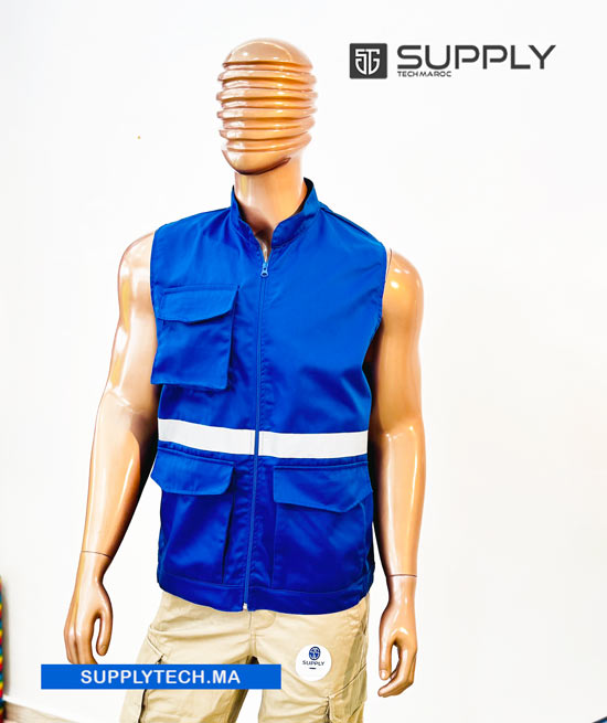 gilets multipoche bleu roi