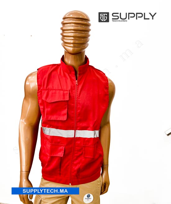 gilets multipoches rouge