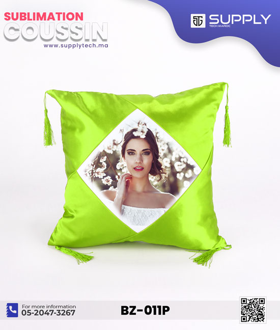 coussin satin pistache blan 1